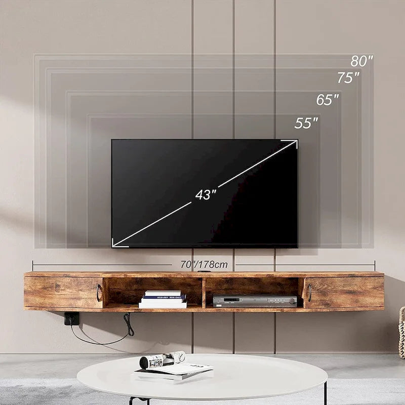 Console TV/Media Flottante a Parete e Mobiletto Scrivania | Gestione Cavi | Moderno
