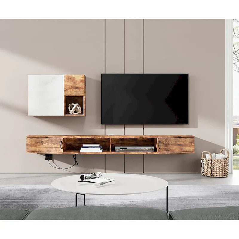 Console TV/Media Flottante a Parete e Mobiletto Scrivania | Gestione Cavi | Moderno