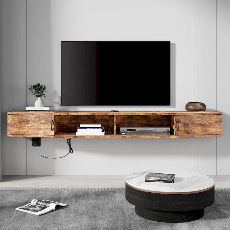 Console TV/Media Flottante a Parete e Mobiletto Scrivania | Gestione Cavi | Moderno