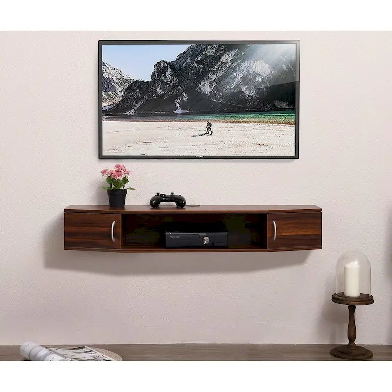 Console TV/Media Flottante a Parete e Mobiletto Scrivania | Gestione Cavi | Moderno