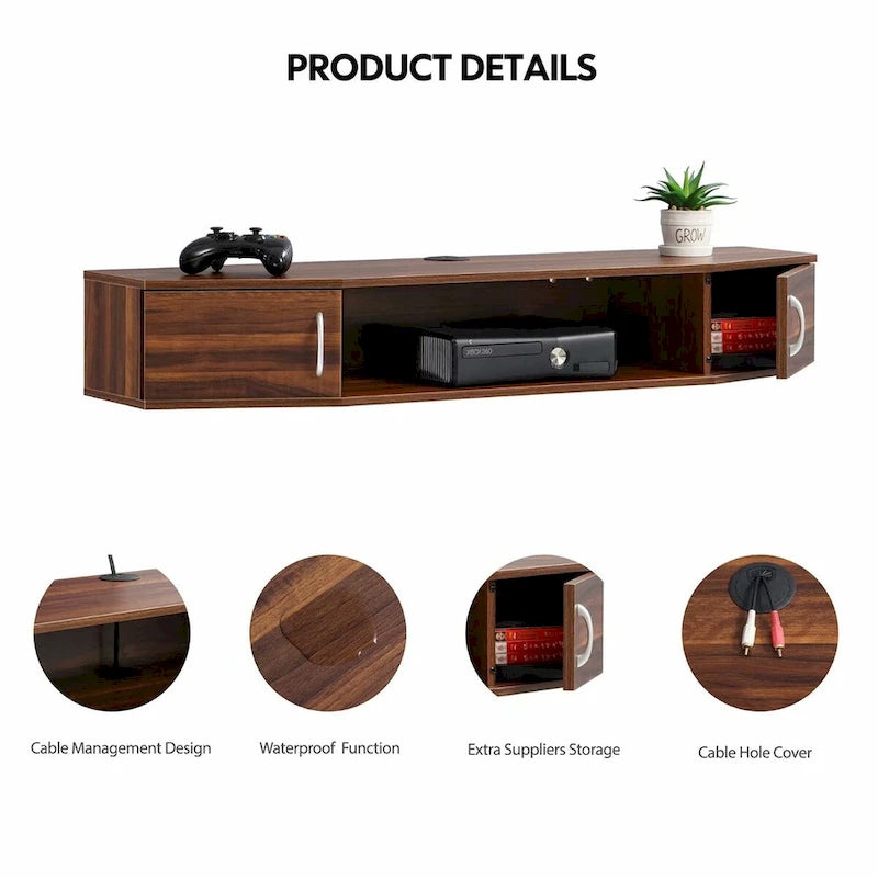 Console TV/Media Flottante a Parete e Mobiletto Scrivania | Gestione Cavi | Moderno