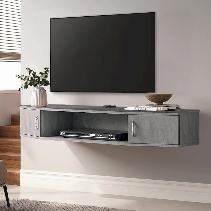 Console TV/Media Flottante a Parete e Mobiletto Scrivania | Gestione Cavi | Moderno