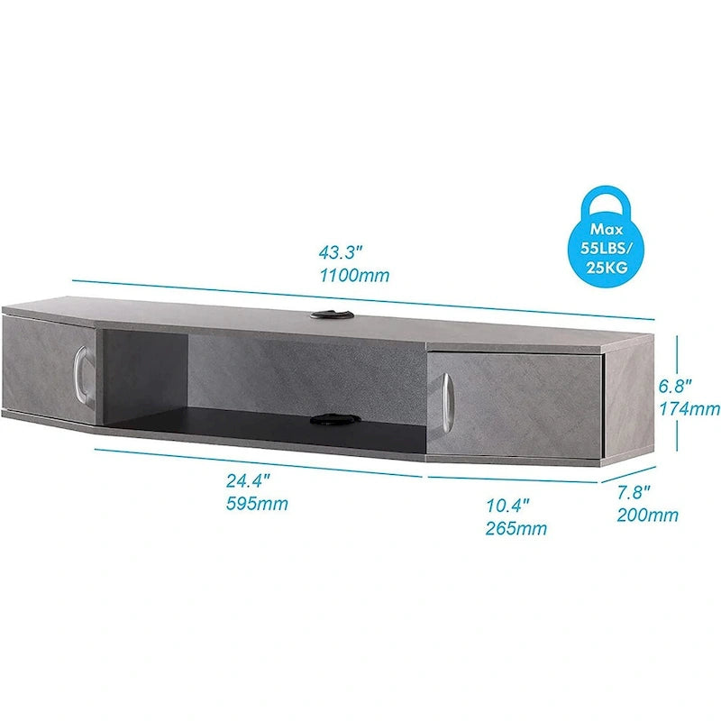 Console TV/Media Flottante a Parete e Mobiletto Scrivania | Gestione Cavi | Moderno