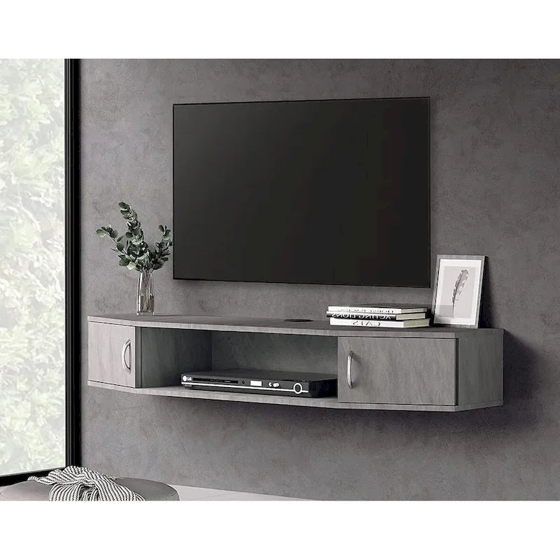 Console TV/Media Flottante a Parete e Mobiletto Scrivania | Gestione Cavi | Moderno