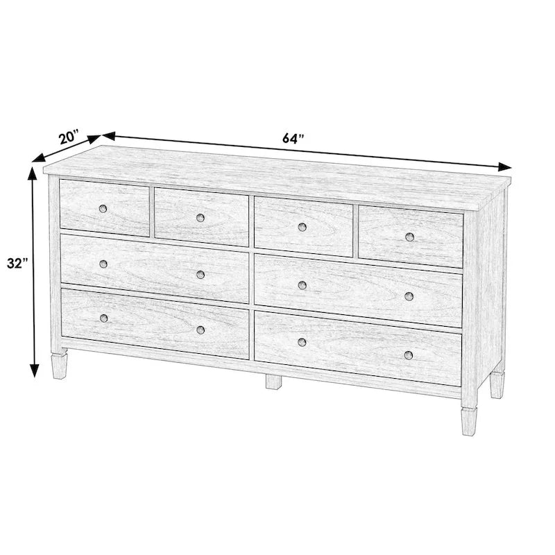 Comò in legno a 8 cassetti Flagstaff