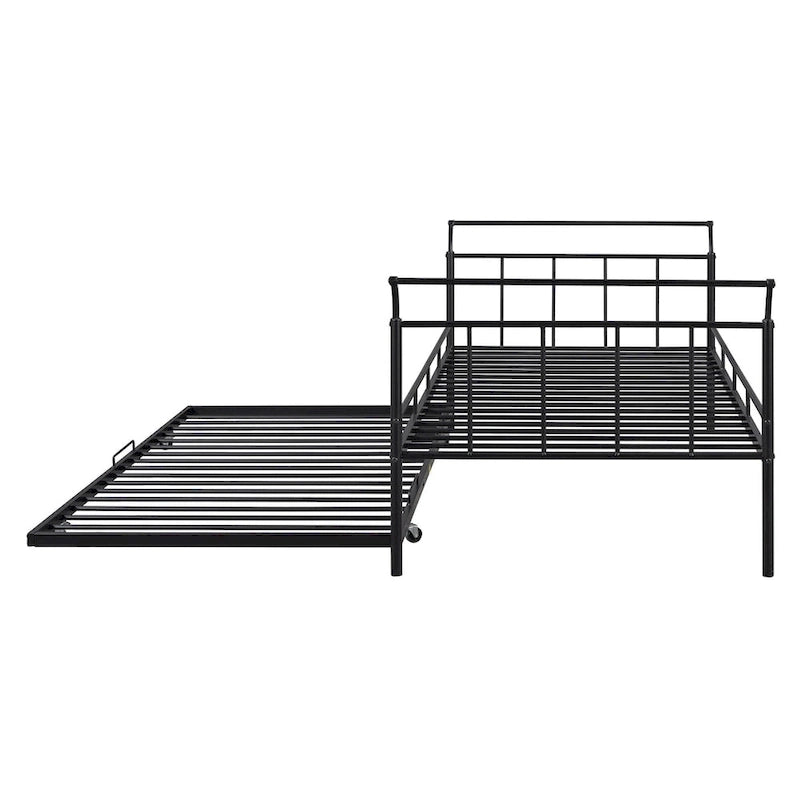 Divano Letto in Metallo Singolo con Maniglie Curve e Letto Estraibile Singolo