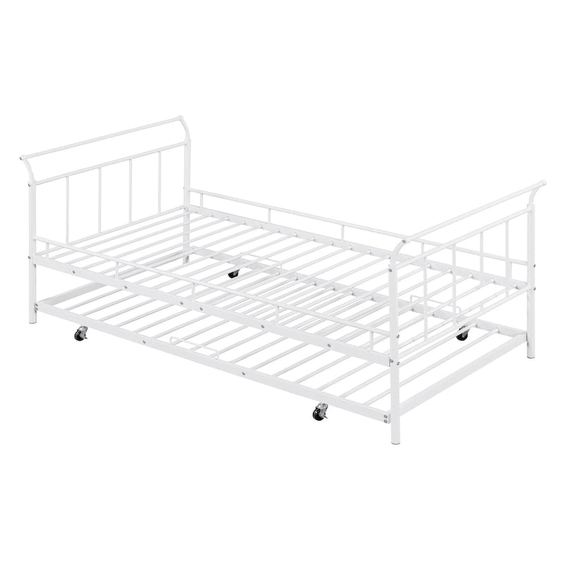Divano Letto in Metallo Singolo con Maniglie Curve e Letto Estraibile Singolo