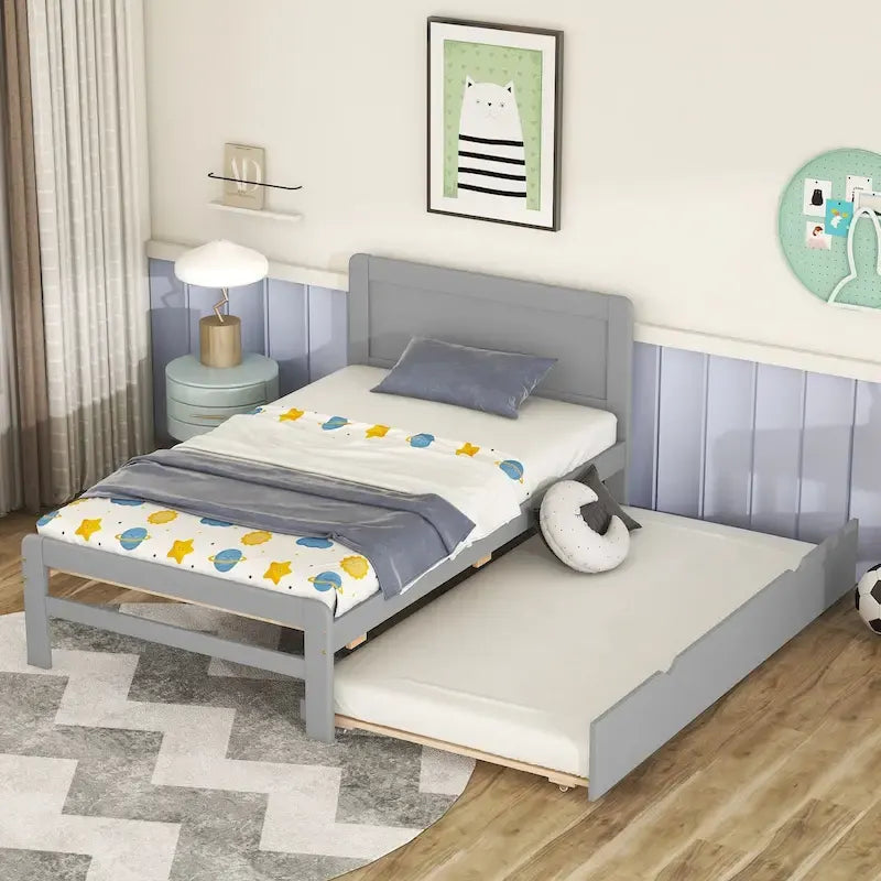 Struttura letto a piattaforma in legno dal design moderno con letto estraibile