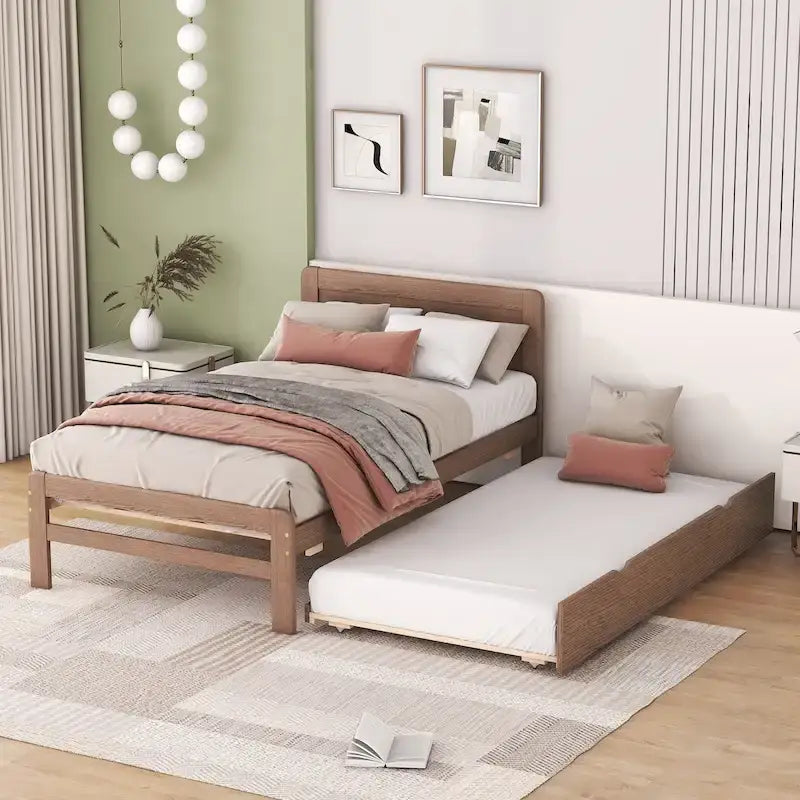 Struttura letto a piattaforma in legno dal design moderno con letto estraibile