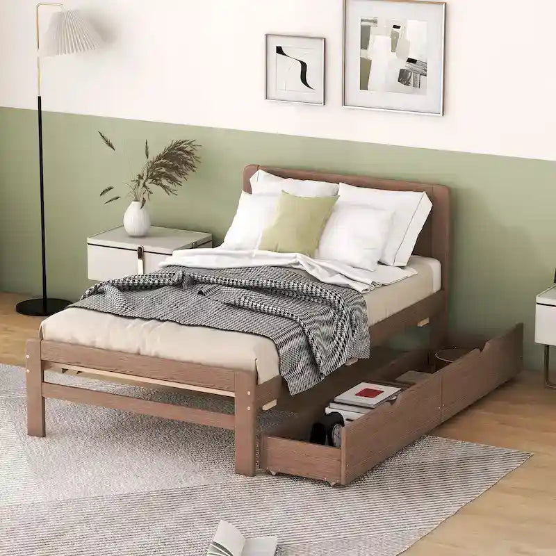 Struttura letto a piattaforma in legno dal design moderno con letto estraibile