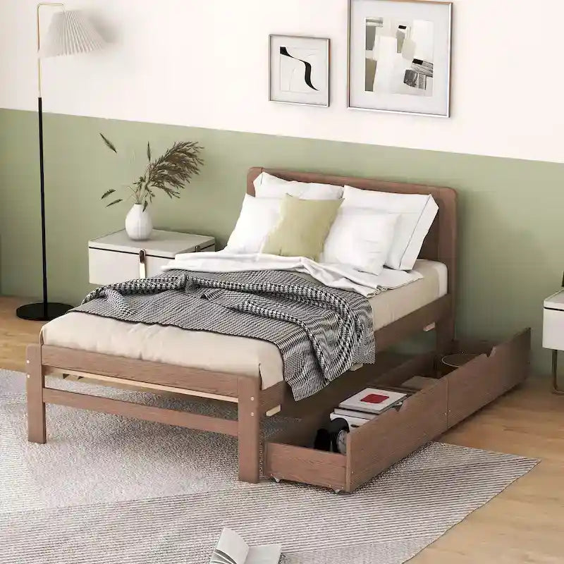 Struttura letto a piattaforma in legno dal design moderno con letto estraibile