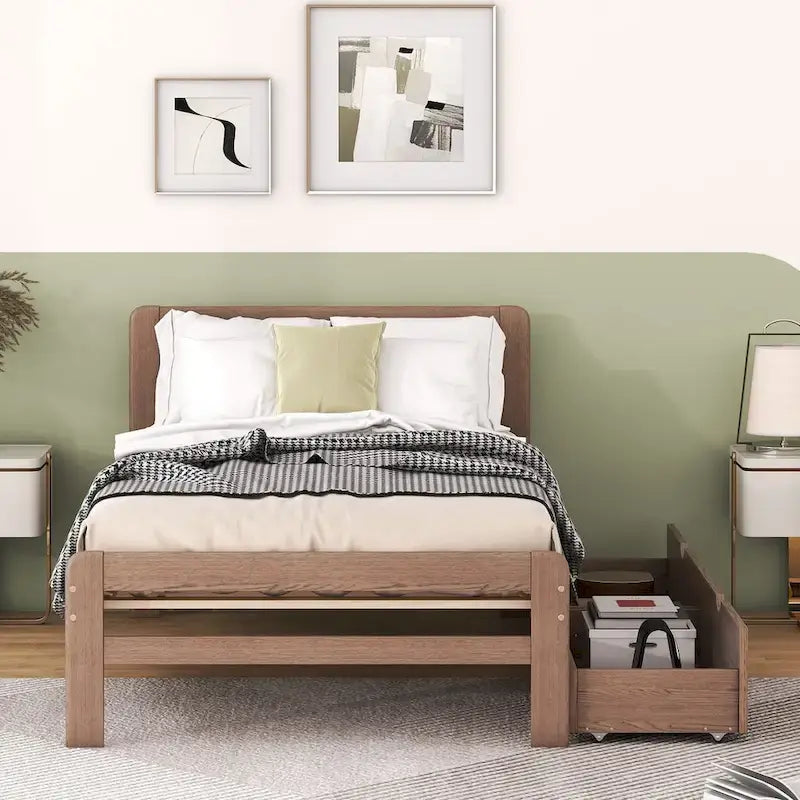 Struttura letto a piattaforma in legno dal design moderno con letto estraibile