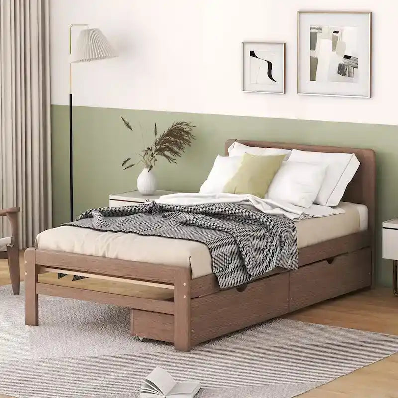 Struttura letto a piattaforma in legno dal design moderno con letto estraibile
