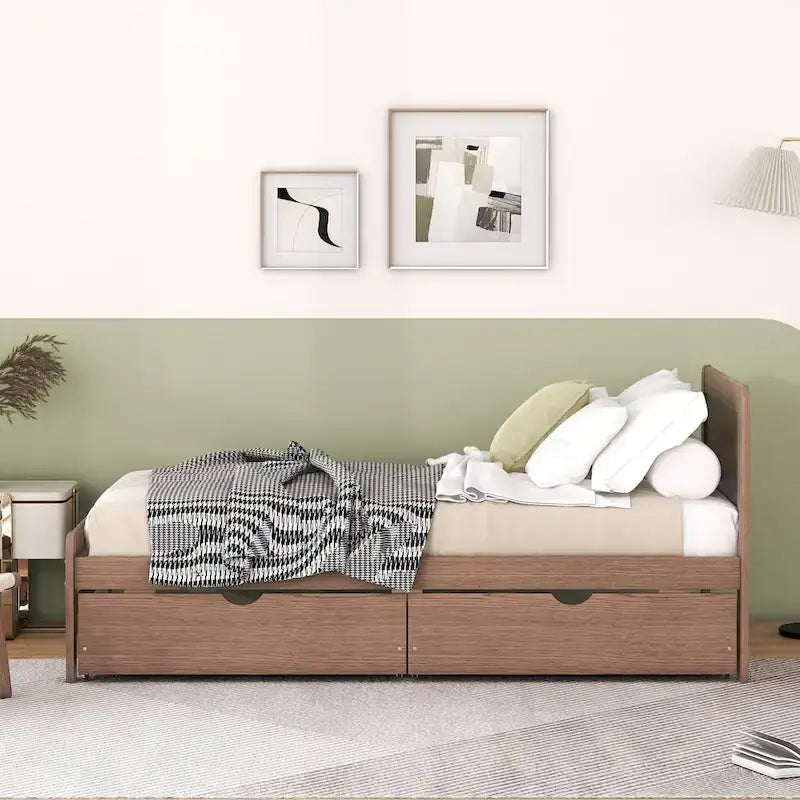 Struttura letto a piattaforma in legno dal design moderno con letto estraibile