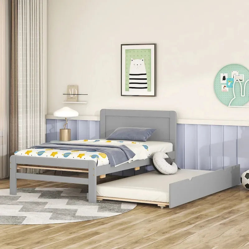 Struttura letto a piattaforma in legno dal design moderno con letto estraibile