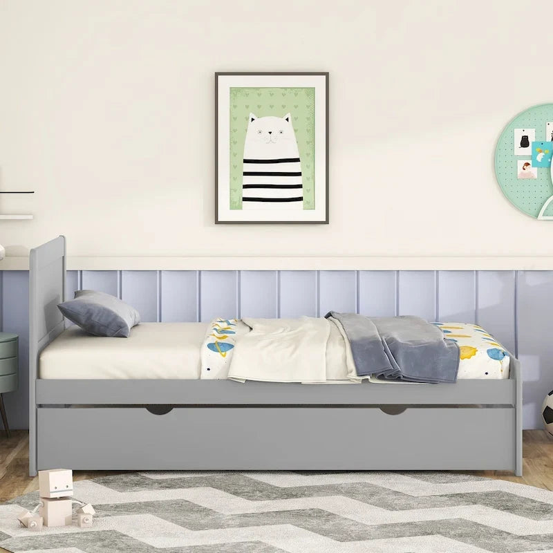 Struttura letto a piattaforma in legno dal design moderno con letto estraibile