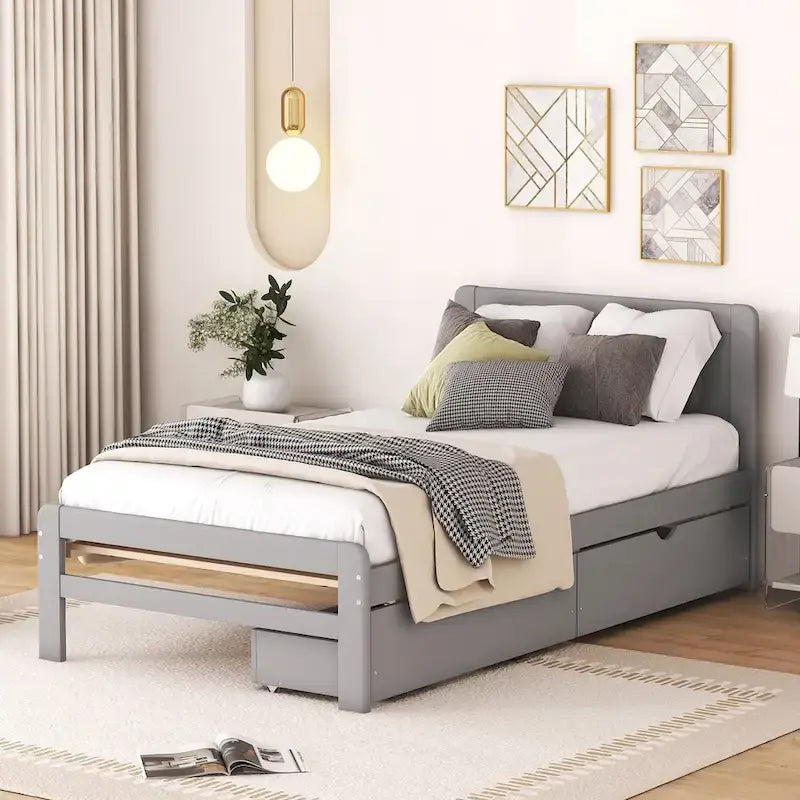 Struttura letto a piattaforma in legno dal design moderno con letto estraibile