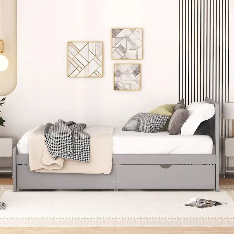 Struttura letto a piattaforma in legno dal design moderno con letto estraibile