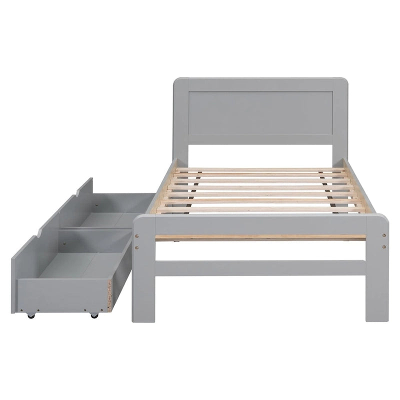 Struttura letto a piattaforma in legno dal design moderno con letto estraibile