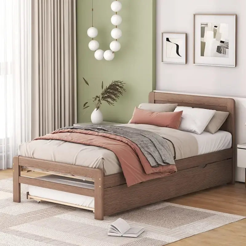 Struttura letto a piattaforma in legno dal design moderno con letto estraibile