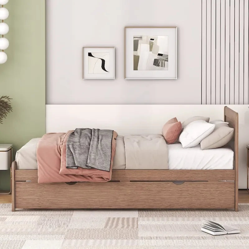 Struttura letto a piattaforma in legno dal design moderno con letto estraibile