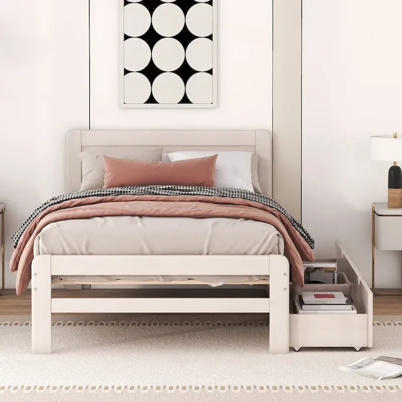 Struttura letto a piattaforma in legno dal design moderno con letto estraibile