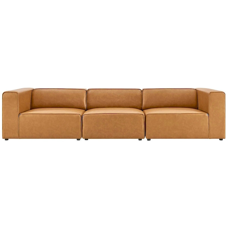 Divano componibile in pelle vegana 3 posti | A L | Chaise longue reversibile | Salotto moderno