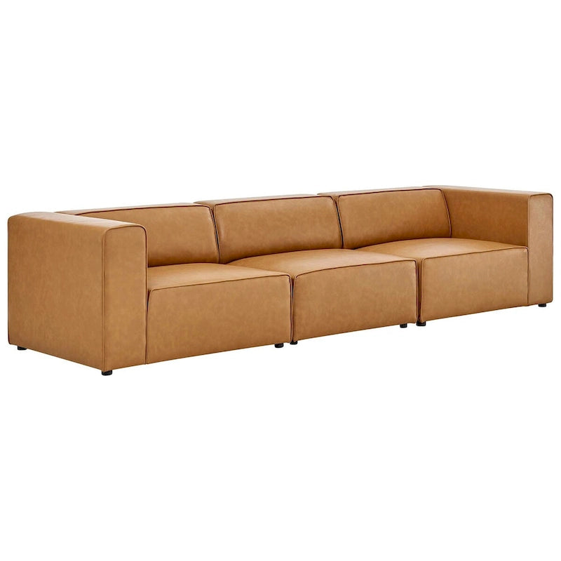 Divano componibile in pelle vegana 3 posti | A L | Chaise longue reversibile | Salotto moderno