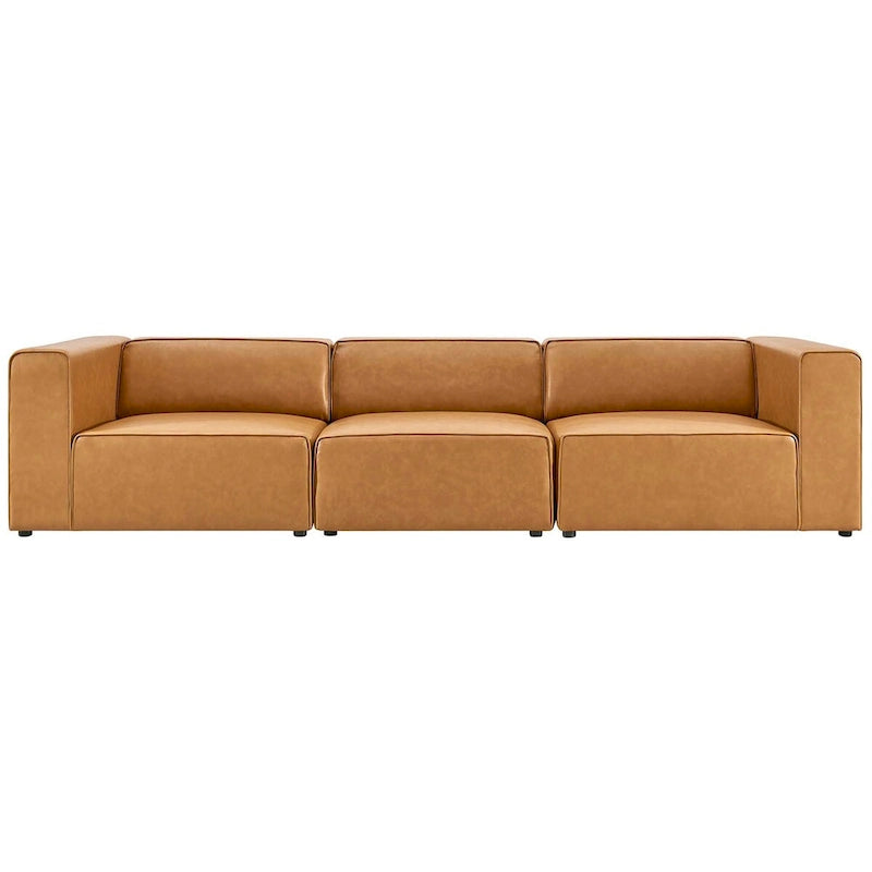 Divano componibile in pelle vegana 3 posti | A L | Chaise longue reversibile | Salotto moderno