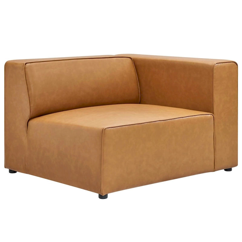 Divano componibile in pelle vegana 3 posti | A L | Chaise longue reversibile | Salotto moderno