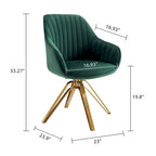 Poltrona moderna girevole in velluto | Schienale trapuntato | Base in metallo dorato | 130 kg
