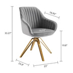 Poltrona moderna girevole in velluto | Schienale trapuntato | Base in metallo dorato | 130 kg