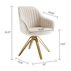 Poltrona moderna girevole in velluto | Schienale trapuntato | Base in metallo dorato | 130 kg
