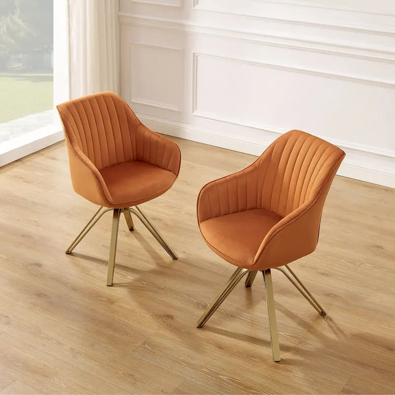 Poltrona moderna girevole in velluto | Schienale trapuntato | Base in metallo dorato | 130 kg