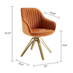 Poltrona moderna girevole in velluto | Schienale trapuntato | Base in metallo dorato | 130 kg