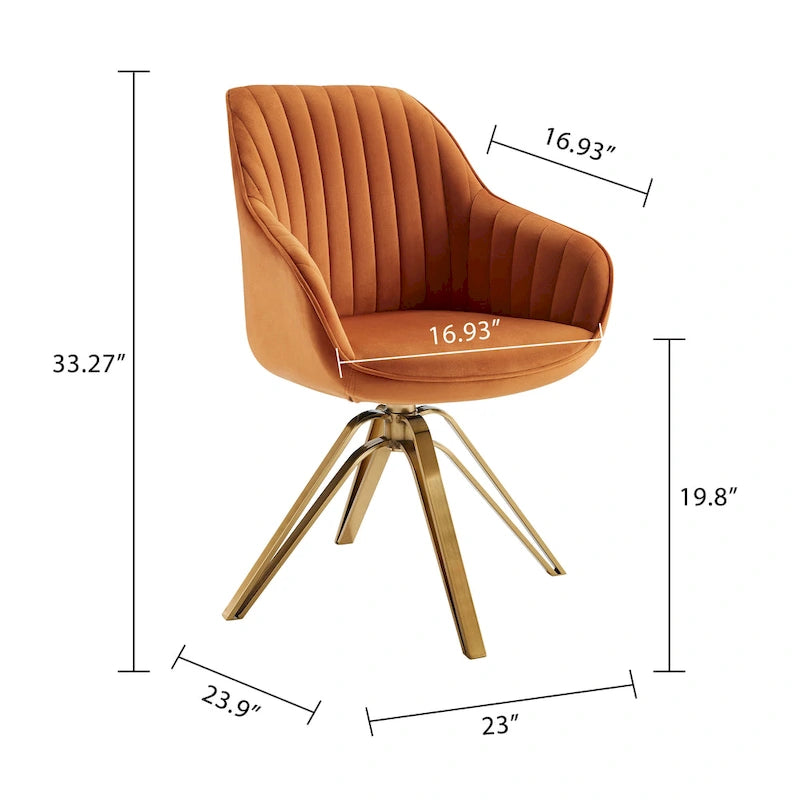 Poltrona moderna girevole in velluto | Schienale trapuntato | Base in metallo dorato | 130 kg