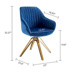 Poltrona moderna girevole in velluto | Schienale trapuntato | Base in metallo dorato | 130 kg