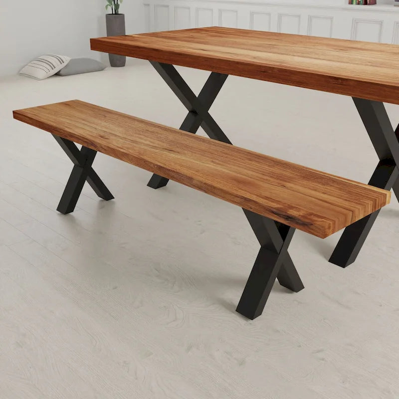 Panca in lastra di legno massello | Bordo naturale | 178 cm L x 35,5 cm L x 45,7 cm H | Panca rustica da ingresso