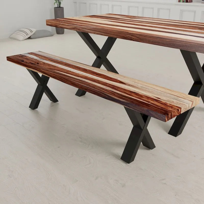 Panca in lastra di legno massello | Bordo naturale | 178 cm L x 35,5 cm L x 45,7 cm H | Panca rustica da ingresso