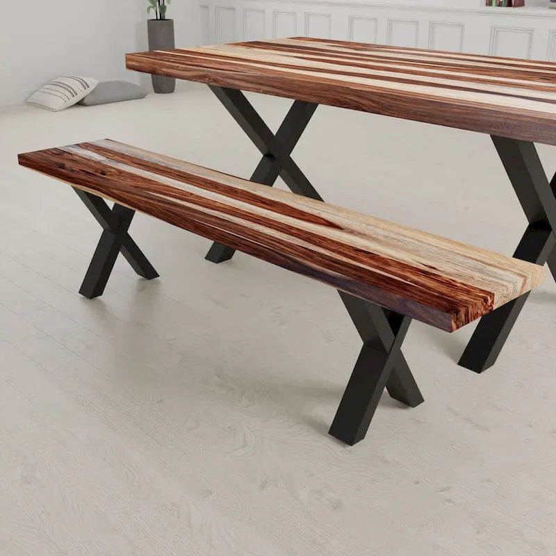 Panca in lastra di legno massello | Bordo naturale | 178 cm L x 35,5 cm L x 45,7 cm H | Panca rustica da ingresso