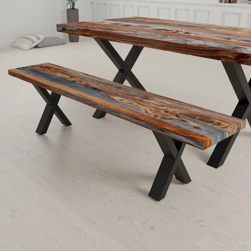 Panca in lastra di legno massello | Bordo naturale | 178 cm L x 35,5 cm L x 45,7 cm H | Panca rustica da ingresso
