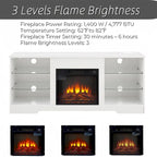 Mobile porta TV da 58" con camino da 18", luci a LED, presa USB - 58"L*15.5"P*24.4"H