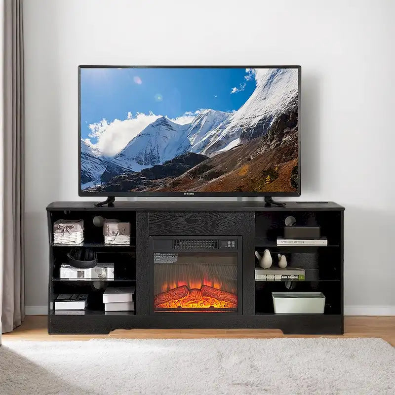 Mobile porta TV da 58" con camino da 18", luci a LED, presa USB - 58"L*15.5"P*24.4"H