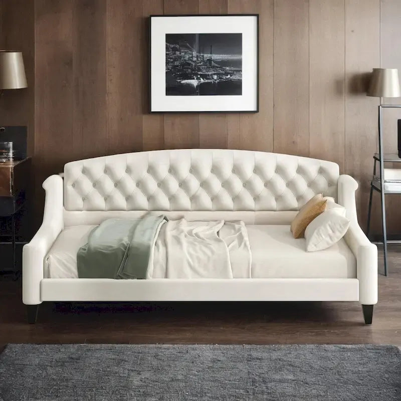 Letto a giorno matrimoniale moderno di lusso capitonné con bottoni, design multifunzionale, non richiede rete a molle