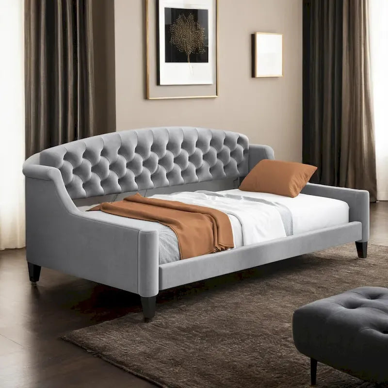 Letto a giorno matrimoniale moderno di lusso capitonné con bottoni, design multifunzionale, non richiede rete a molle