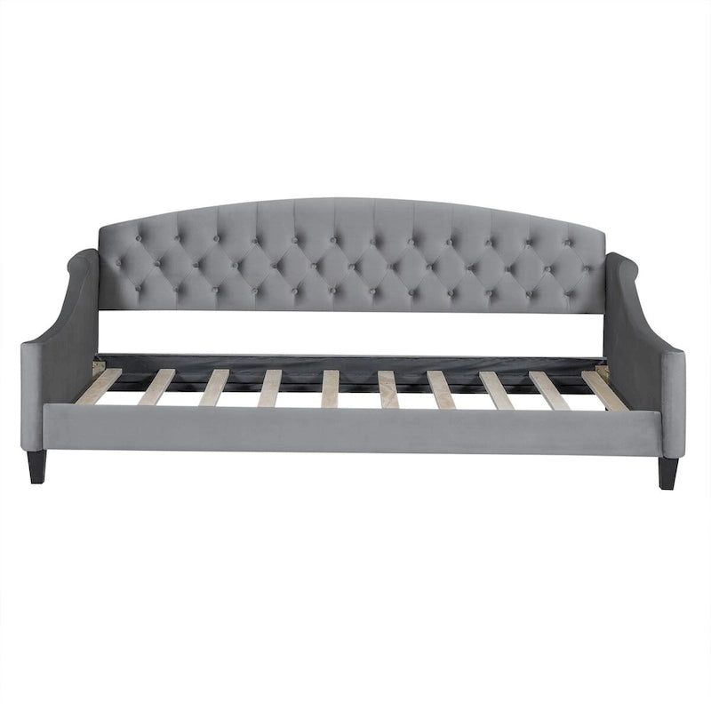 Letto a giorno matrimoniale moderno di lusso capitonné con bottoni, design multifunzionale, non richiede rete a molle