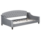 Letto a giorno matrimoniale moderno di lusso capitonné con bottoni, design multifunzionale, non richiede rete a molle