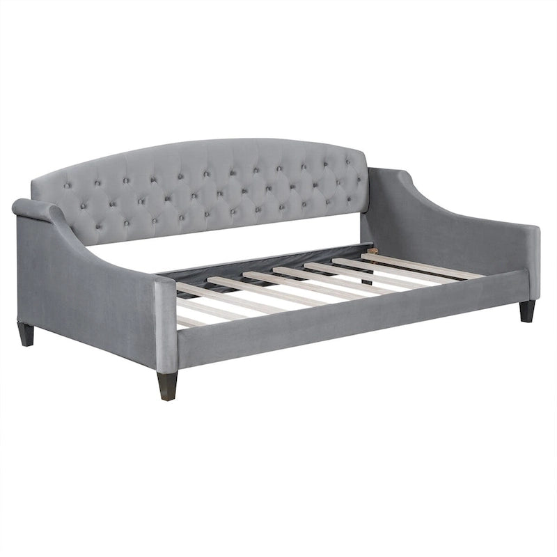 Letto a giorno matrimoniale moderno di lusso capitonné con bottoni, design multifunzionale, non richiede rete a molle