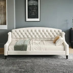 Letto a giorno matrimoniale moderno di lusso capitonné con bottoni, design multifunzionale, non richiede rete a molle
