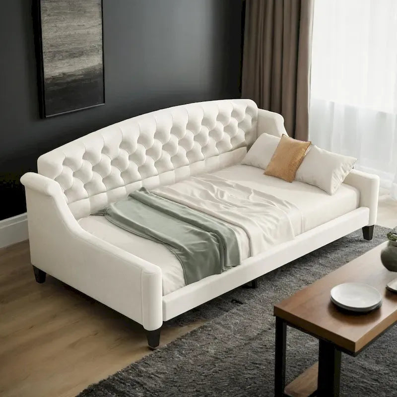 Letto a giorno matrimoniale moderno di lusso capitonné con bottoni, design multifunzionale, non richiede rete a molle